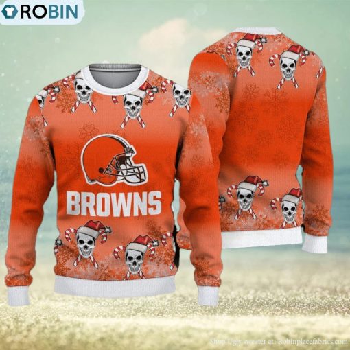 Cleveland Browns Christmas Skull All Over Print Jingle Ugly Sweater