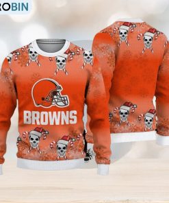 Cleveland Browns Christmas Skull All Over Print Jingle Ugly Sweater