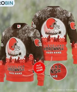 Cleveland Browns Custom Name Ugly Christmas Sweater