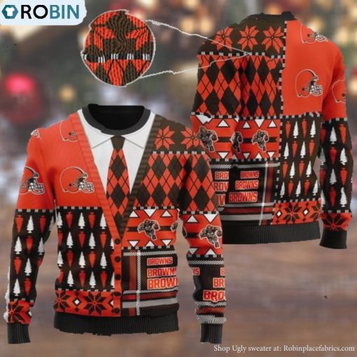 Cleveland Browns NFL American Football Team Cardigan Style 3D Men And Women Ugly Sweater