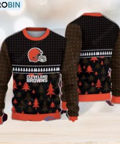 Cleveland Browns Pine Trees Ugly Christmas Sweater Cleveland Browns Pine Trees Ugly Christmas Sweater