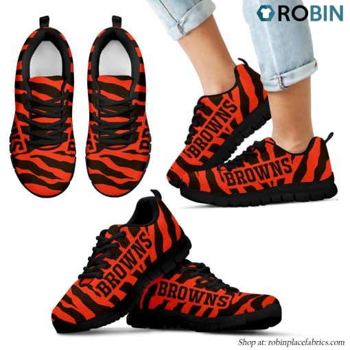 Cleveland Browns Tiger Skin Stripes Pattern Printed Breathable Running Shoes