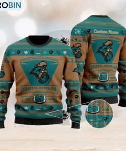 Coastal Carolina Chanticleers Team Custom Name Ugly Christmas Sweater For Men And Women Sport Gift Coastal Carolina Chanticleers Team Custom Name Ugly Christmas Sweater For Men And Women Sport Gift