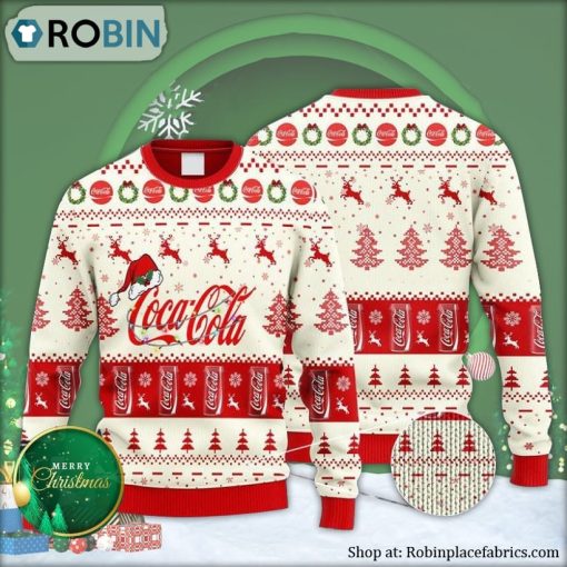 Coca Cola Reindeer Snowy Night Ugly Christmas Sweater