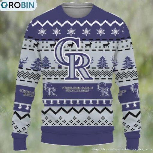Colorado RockiesSnowflake Reindeer Pattern Ugly Christmas Sweater