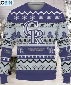 Colorado RockiesSnowflake Reindeer Pattern Ugly Christmas Sweater