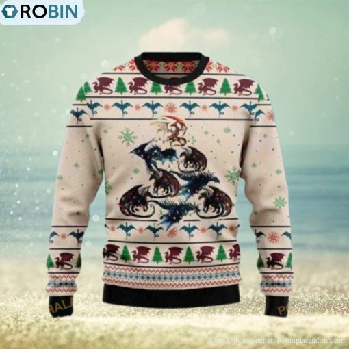 Colorful Dragon Make A Christmas Funny Ugly Sweater 3D, Funny Xmas Gifts