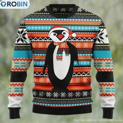 Colorful Pattern Penguin Lover Ugly Christmas Sweater