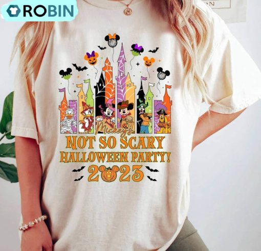 Comfort Colors Disney Castle Halloween Shirt , Not So Scary Halloween Party Tee Hoodie – Sweatshirt