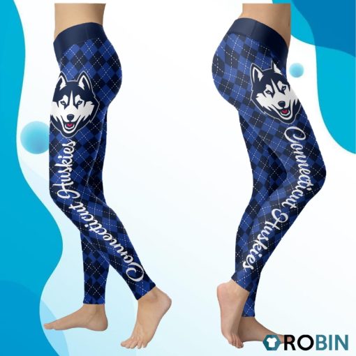 Connecticut Huskies Caro Seamless Pattern Womens Sports, Running Leggings