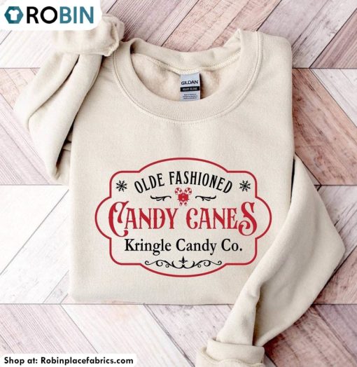 Cool Candy Cane Christmas Shirt, Olde Fashioned Candy Canes T Shirt Crewneck