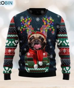 Cool French Bulldog Christmas Light Ugly Christmas Sweater