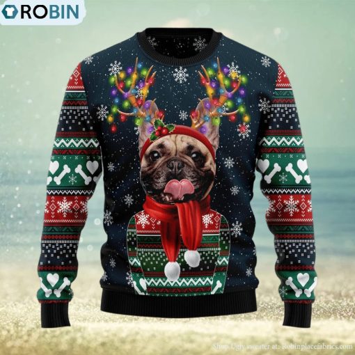 Cool French Bulldog Ugly Christmas Sweater Gift Men Women