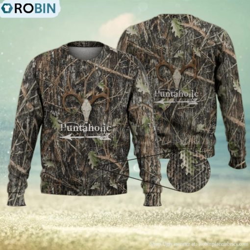 Cool Huntaholic Deer Hunting 3D All Over Printed Shirts 3D Ugly Sweater Christmas Gift Sweater