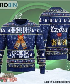 Coors Banquet Drinker Bells Drinking All The Way Ugly Christmas Sweater