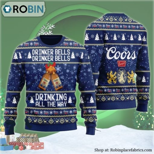 Coors Banquet Drinker Bells Drinking All The Way Ugly Christmas Sweater
