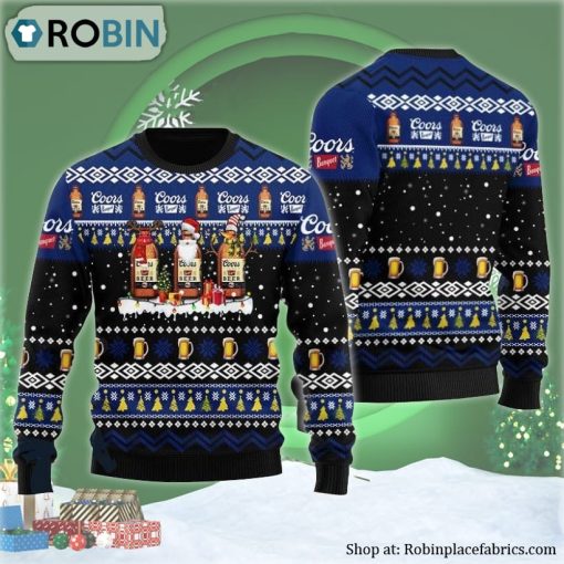 Coors Banquet Santa Reindeer Snowflake Ugly Christmas Sweater