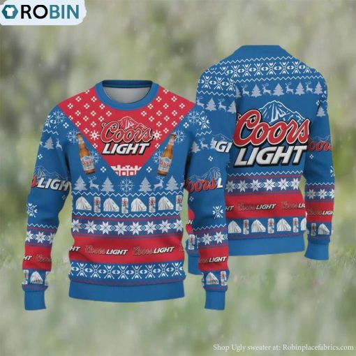Coors Light Beer Blue Ugly Christmas Sweater, Gifts For Beer Lovers