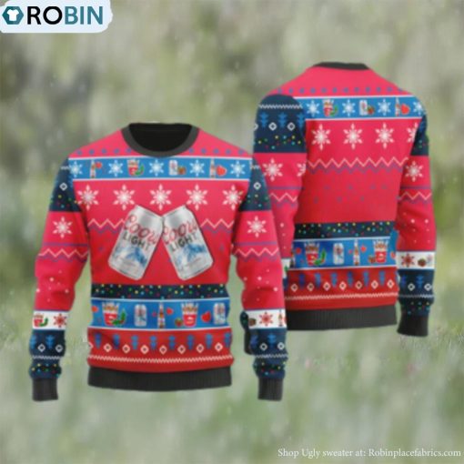 Coors Light Beer Snowflake Pattern Ugly Christmas Red Sweater