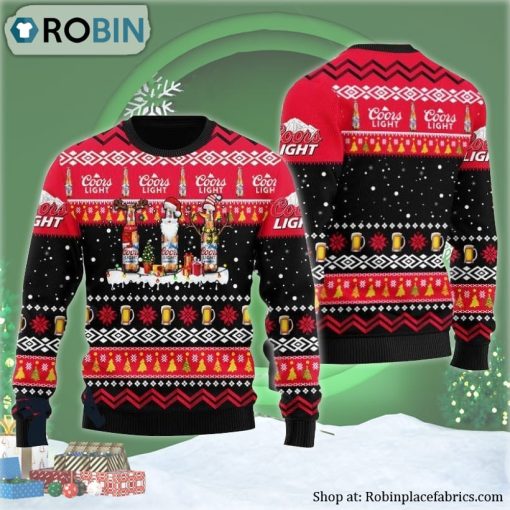 Coors Light Santa Reindeer Snowflake Ugly Christmas Sweater