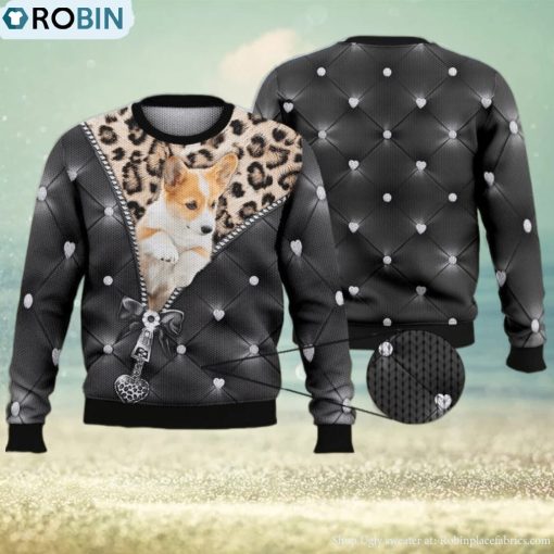 Corgi Zipper Full Print For Dog Lovers 3D Ugly Sweater Christmas Gift Sweater