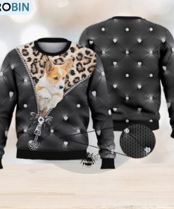 Corgi Zipper Full Print For Dog Lovers 3D Ugly Sweater Christmas Gift Sweater