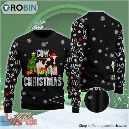 Cow Christmas Ho Ho Ho Ugly Christmas Sweater