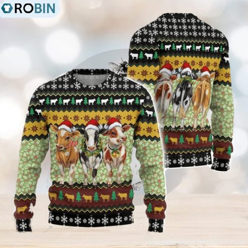 Cow Christmas Lights Ugly Christmas Sweater Men And Women Christmas Gift Sweater