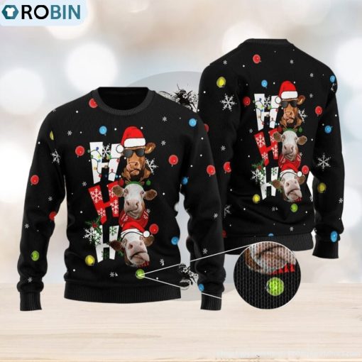 Cow Ho Ho Ho Ugly Christmas Sweater, Xmas Gift Men And Women