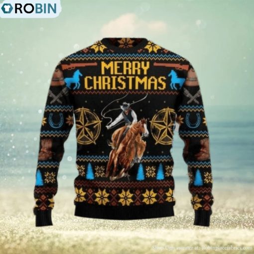 Cowboy v1 Merry Christmas Ugly Christmas Sweater