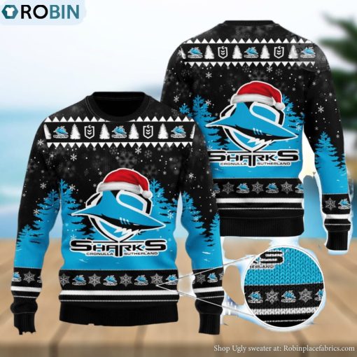 Cronulla Sutherland Sharks All Over Print Christmas Knitting Ugly Sweater