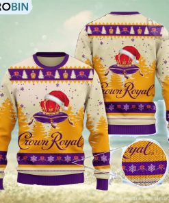 Crown Royal Santa Hat All Over Print Christmas Knitting Ugly Sweater