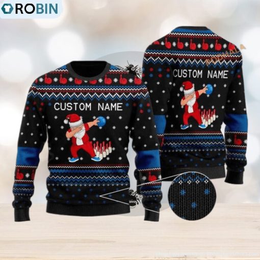 Custom Name Bowling Image Cool Noel Pattern Funny Ugly Sweater