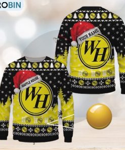 Custom Name Waffle House Uniform Brand Logo Christmas Wool Sweater