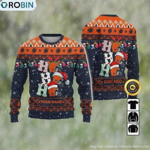 Customized Chicago Bears Ugly Christmas Sweater, Gifts For Fans Football Nfl