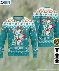 Customized Miami Dolphins Ugly Christmas Sweater, Gifts For Fans Football Nfl
