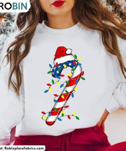 Cute Candy Cane Christmas Shirt, Merry And Bright Christmas Lights T Shirt Hoodie