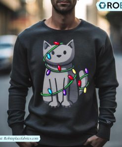 Cute Cat Wrapped Up In Lights Shirt