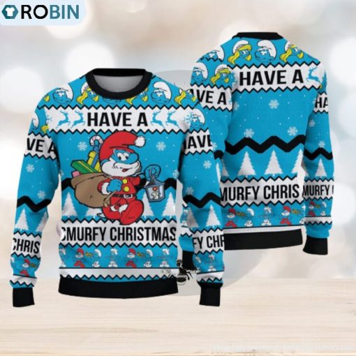 Cute Have A Smurfy Christmas Christmas Gift For Holiday Funny 3D Ugly Christmas Sweater