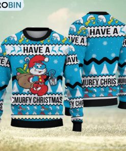 Cute Have A Smurfy Christmas Christmas Gift For Holiday Funny 3D Ugly Christmas Sweater