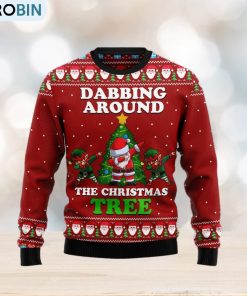 Dabbing Around The Tree Santa Claus And Goblin Ugly Christmas Sweater Gift Men Women