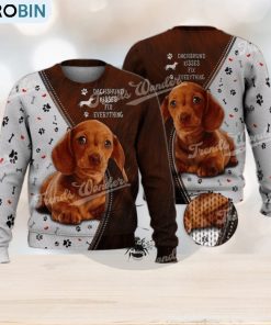 Dachshund Kisses Fix Everything Brown Cute 3D Full Print Ugly Sweater Christmas Gift Sweater Dachshund Kisses Fix Everything Brown Cute 3D Full Print Ugly Sweater Christmas Gift Sweater