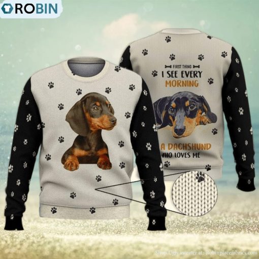 Dachshund Loves Me 3D All Over Shirts 3D Ugly Sweater Christmas Gift Sweater