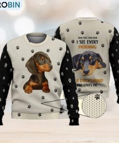 Dachshund Loves Me 3D All Over Shirts 3D Ugly Sweater Christmas Gift Sweater