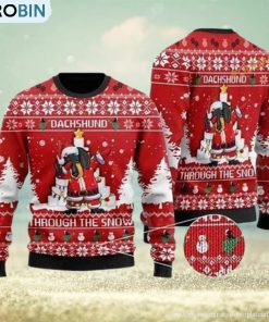 Dachshund Through The Snow Dabbing Ugly Christmas Sweater Dachshund Through The Snow Dabbing Ugly Christmas Sweater