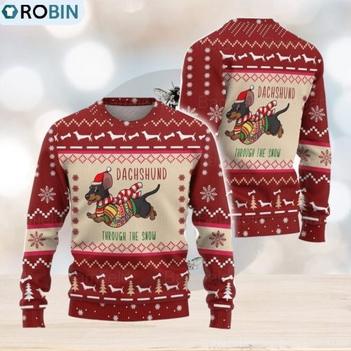 Dachshund Through The Snow Ugly Christmas Sweater Men And Women Christmas Gift Sweater