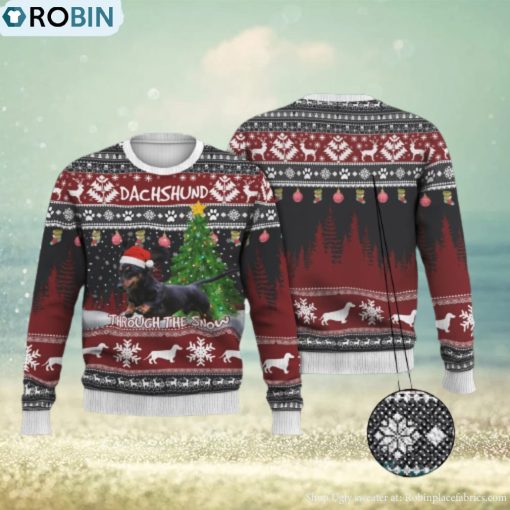 Dachshund Through The Snow Ugly Sweater For Christmas