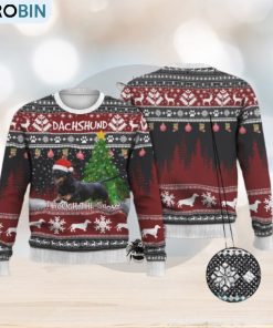 Dachshund Through The Snow Ugly Sweater For Christmas