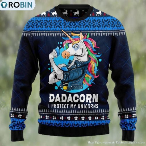 Dadacorn Protector Of My Unicorns Lover Ugly Christmas Sweater