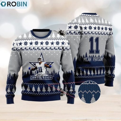 Dallas Cowboys – Micah Parsons #11 Custom Name And Number Ugly Christmas Sweater